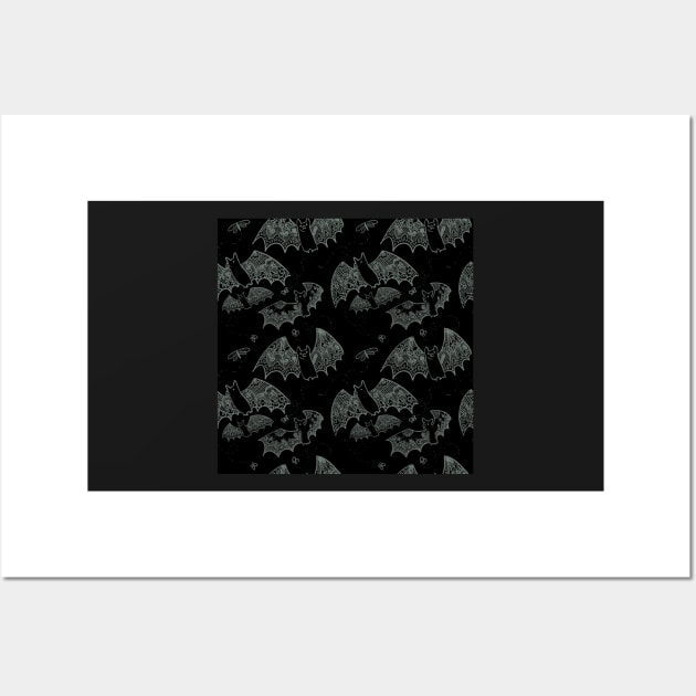 Black and Gray Gothic Lace Bats Wall Art by JamieWetzel